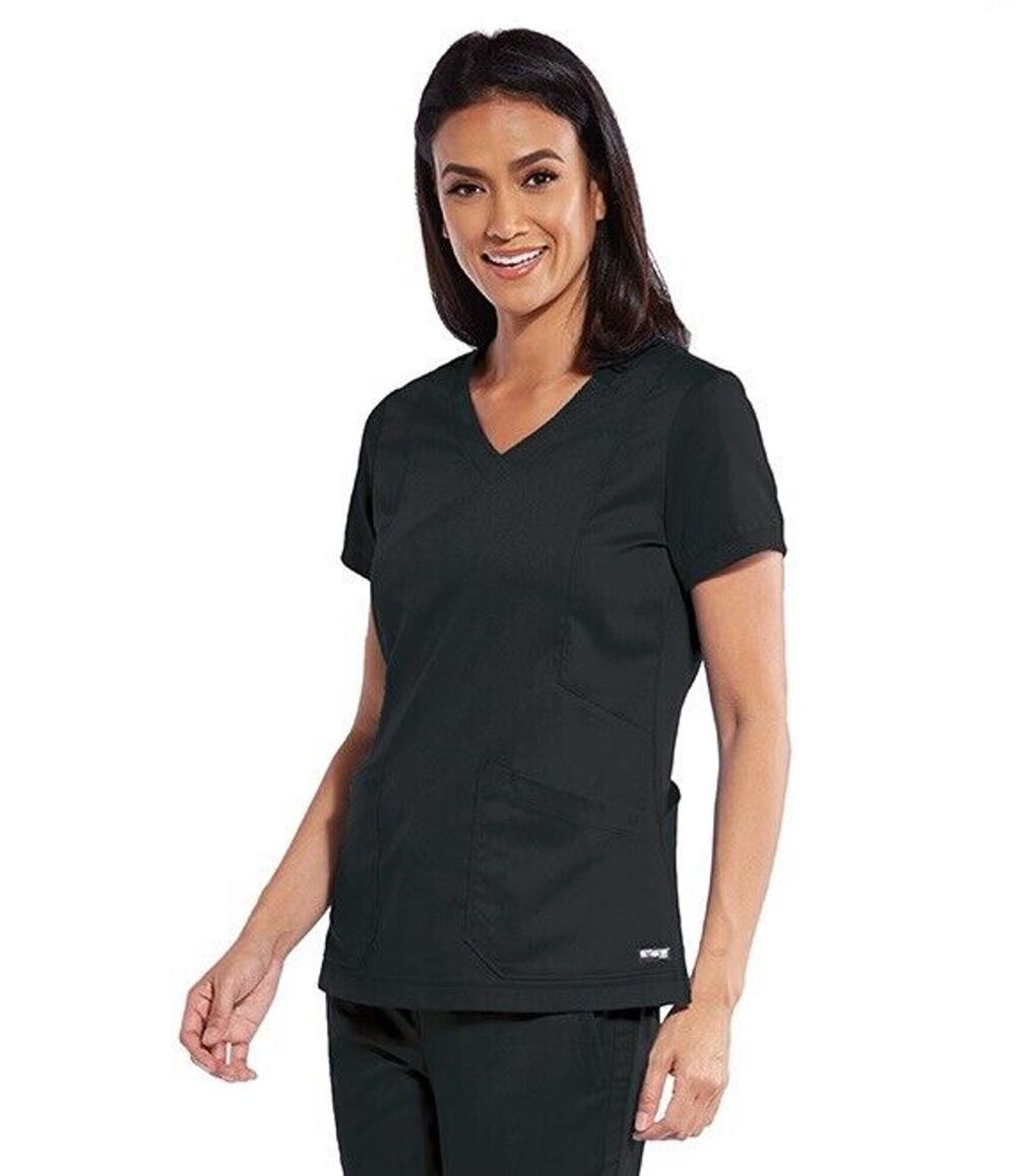 Greys Anatomy Scrub Top Size Small Love V-Neck 4 Pocket Zipper